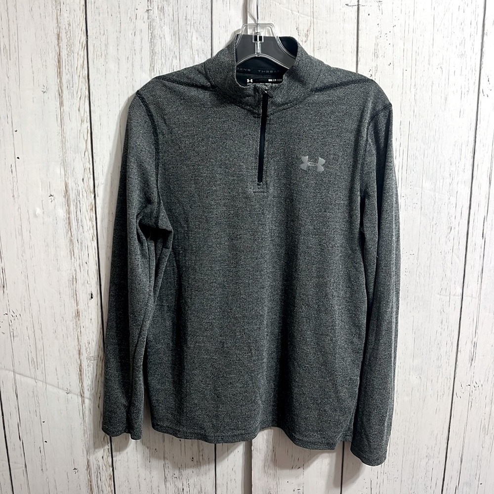 Under Armour Houndstooth Black Gray 1:4 zip pullover Size